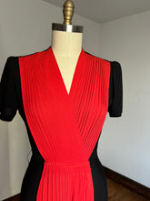 Load image into Gallery viewer, vintage 1940s black and red rayon gown {s}