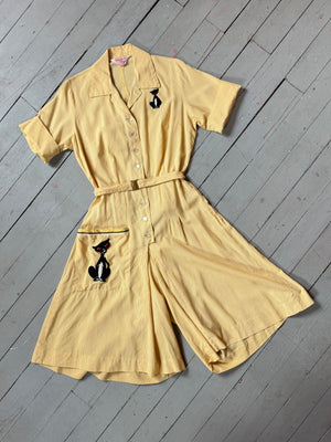 vintage 1960s novelty cats jumpsuit {m}