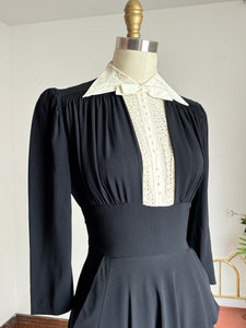 vintage 1930s black rayon dress {s}