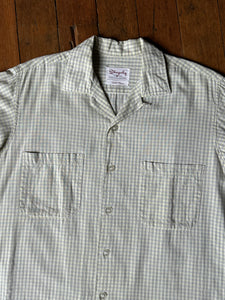 vintage 1950s green gingham long sleeve shirt
