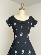 Load image into Gallery viewer, vintage 1950s black sun dress with embroidered flowers {xs}