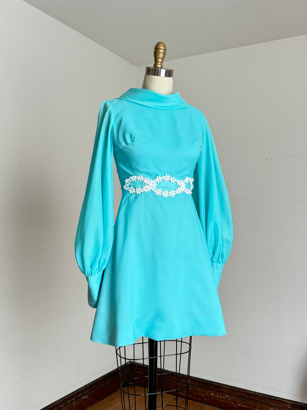 vintage 1960s blue baby doll mini dress {xxs}