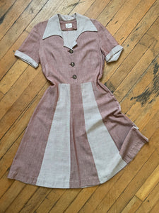 vintage 1940s two tone dress {L}