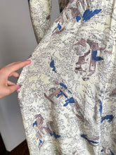 Load image into Gallery viewer, vintage 1940s novelty print rayon dress {xs}