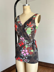 vintage 1960s floral swimsuit {xs-m}