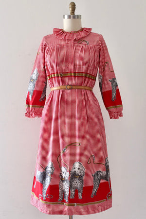 vintage 1960s novelty print John Wolf dog dress
