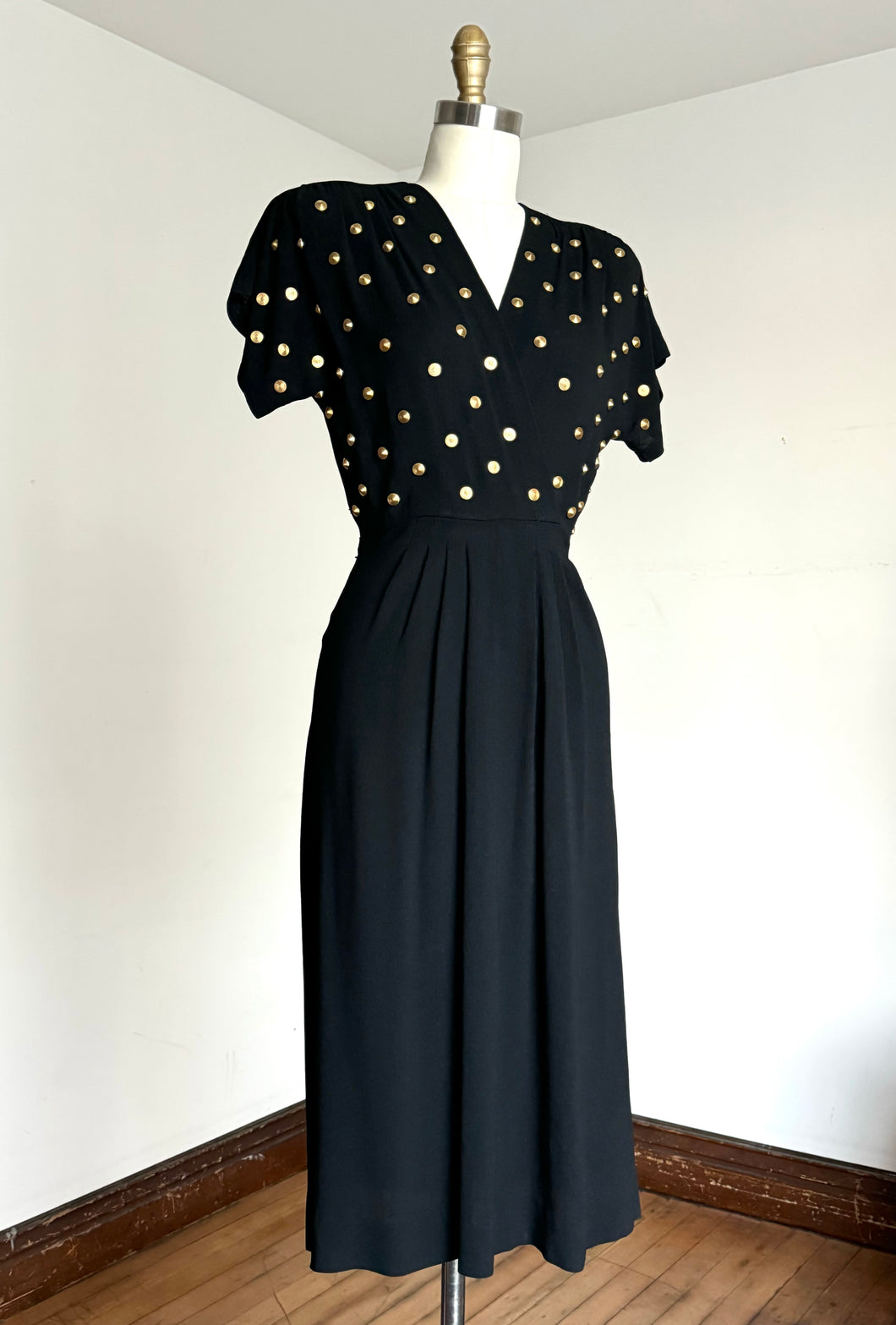 vintage 1940s studded rayon dress {xs}