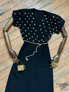 vintage 1940s studded rayon dress {xs}