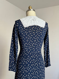 vintage 1930s navy rayon dress {m}