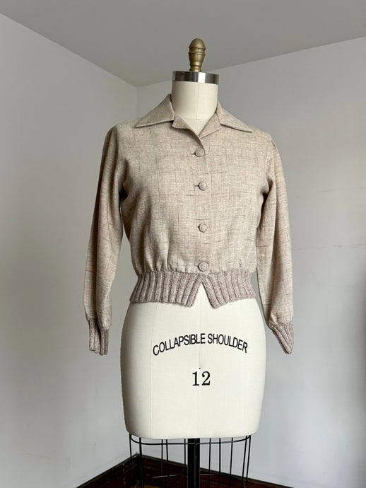 vintage 1950s brown fleck cropped jacket {m}