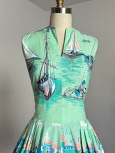 Load image into Gallery viewer, vintage 1950s novelty sailboat sun dress {xs}