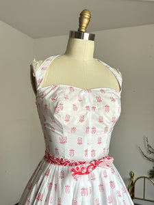 vintage 1950s pineapple print cotton sun dress {xs-m}