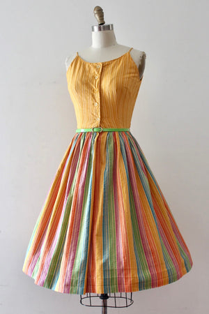 vintage 1950s rainbow sun dress