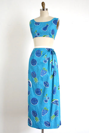 vintage 1960s fruit two piece set