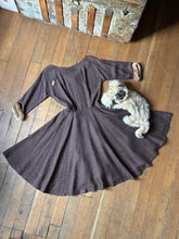 Load image into Gallery viewer, vintage 1950s party dress w/ faux fur cuffs {s}