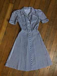 vintage 1930s blue striped dress {s}