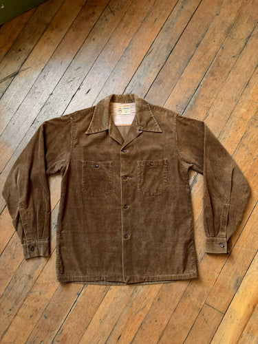 vintage 1950s brown corduroy long sleeve shirt