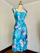 Load image into Gallery viewer, vintage 1960s blue cotton sarong dress {xs-s}