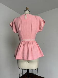 vintage 1940s pink linen blouse {xs}