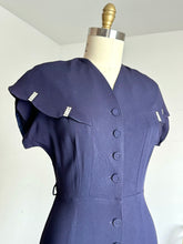 Load image into Gallery viewer, vintage 1950s scalloped collar rayon dress {s/m}
