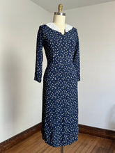 Load image into Gallery viewer, vintage 1930s navy rayon dress {m}