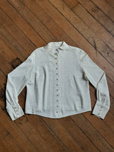 Load image into Gallery viewer, vintage 1960s silver metallic blouse {L}