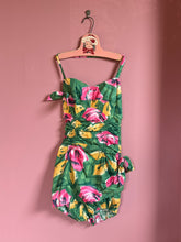 Load image into Gallery viewer, vintage 1950s cotton floral swimsuit {xs}