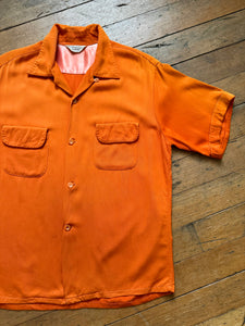 vintage 1950s orange rayon shirt