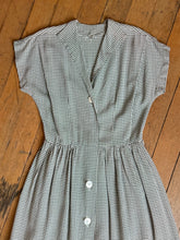 Load image into Gallery viewer, vintage 1940s green gingham dress {s/m} as-is