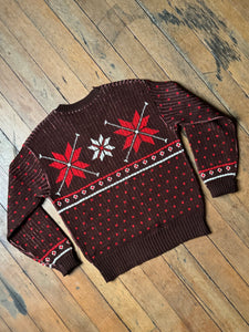 vintage 1940s snowflake ski sweater