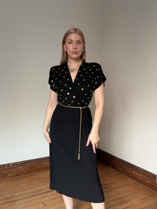 vintage 1940s studded rayon dress {xs}