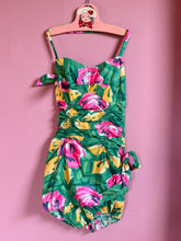 Load image into Gallery viewer, vintage 1950s cotton floral swimsuit {xs}