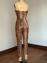 Load image into Gallery viewer, vintage 1980s Frederick’s of Hollywood gold jumpsuit {s}