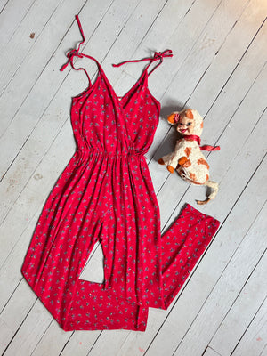 vintage 1970s novelty panda bear rayon jumpsuit {xs-s}