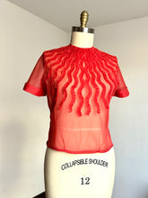 Load image into Gallery viewer, vintage 1950s sheer red blouse {L}