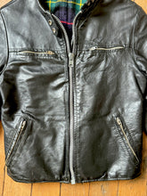 Load image into Gallery viewer, vintage 1960s black leather biker jacket