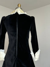 Load image into Gallery viewer, vintage 1960s tuxedo velvet dress {xs}