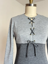 Load image into Gallery viewer, vintage 1960s grey lace up mini dress {L}