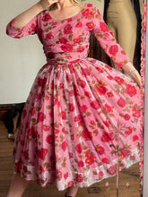 Load image into Gallery viewer, vintage 1950s roses dress {xxs}