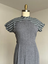 Load image into Gallery viewer, vintage 1950s grey multi-tone dress {m}