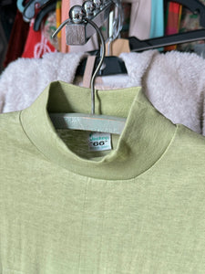 NOS vintage 1960s green mock neck t-shirt