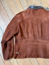 Load image into Gallery viewer, vintage 1940s suede horsehide belted back side synch jacket