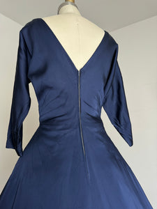 vintage 1950s navy evening dress {s}