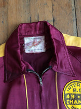 Load image into Gallery viewer, vintage 1940s two tone Hockey letterman satin jacket