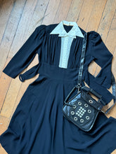 Load image into Gallery viewer, vintage 1930s black rayon dress {s}