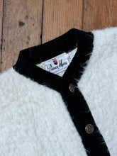 Load image into Gallery viewer, vintage 1960s white fuzzy shag cardigan