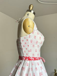 vintage 1950s pineapple print cotton sun dress {xs-m}