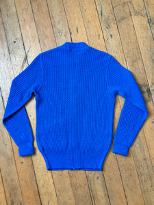 DEADSTOCK vintage 1940s royal blue knit cardigan zip up sweater