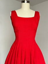 Load image into Gallery viewer, vintage 1950s red Jonathan Logan pinafore dress {xs}