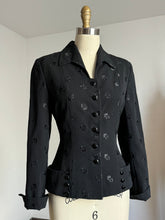 Load image into Gallery viewer, vintage 1940s black embroidered suit jacket {s}